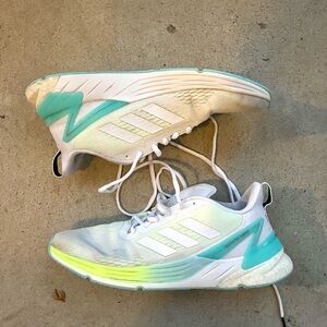 Adidas White and Teal Running Shoes